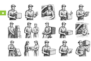 Delivery Worker Vintage Set, an Object Graphic by RT Studio (Thumbnail 1 of 4)