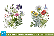 Watercolor Spring Flowers Background, an Object Graphic by Regulrcrative (Thumbnail 2 of 7)