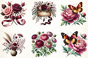 Burgundy Spring Sublimation Clipart, an Illustration by DreamCafeArt (Thumbnail 3 of 5)