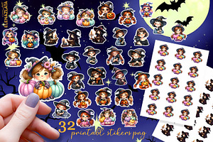 Halloween witch Stickers, neon cute, a Person Illustration by ElenazlataArt