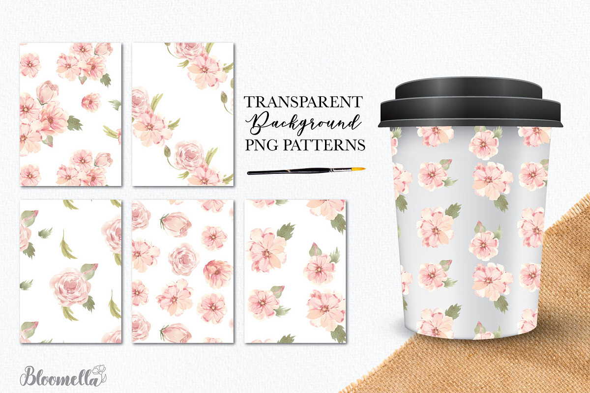 Watercolour Flower Pink Clipart Set, a Decorative Illustration by Bloomella (Photo 4 of 7)