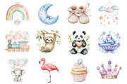 Watercolor Baby Shower Clipart, an Illustration by Design Market (Thumbnail 2 of 3)