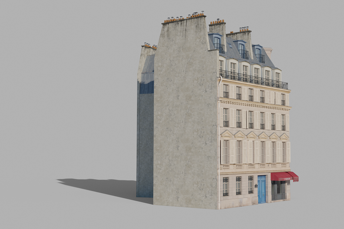 Parisian corner building, an Architecture 3D Model by happy brush (Photo 2 of 11)