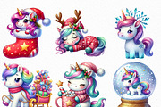 Christmas Unicorn Clipart, an Illustration by Craft Nest (Thumbnail 4 of 6)