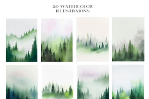 Foggy Forest Watercolor Set