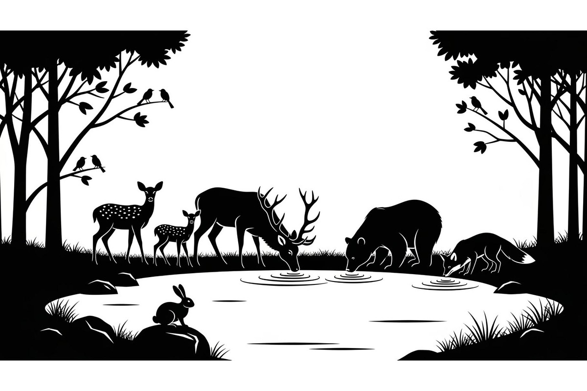 Wildlife Forest Silhouette Vector Bu, an Illustration by Designs_River (Photo 12 of 51)