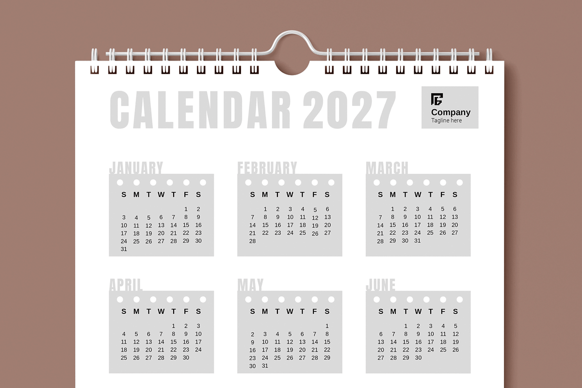 Calendar 2027 Layout Template, a Stationery Template by MightyDesign (Photo 2 of 6)