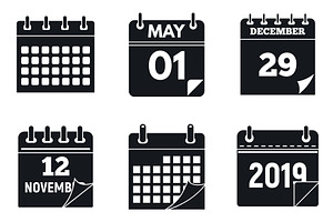 Calendar page icons set, simple, an Object Illustration by Ylivdesign