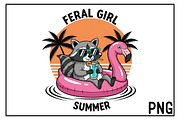 Summer Vibes Flamingo Raccoon PNG, an Illustration by Black Bird Studio (Thumbnail 1 of 3)