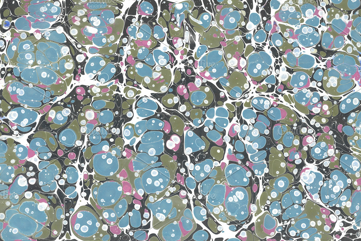 3 Hand Marbled Papers Aquarelle, a Texture Graphic by Marblingdom (Photo 2 of 4)