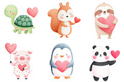 Watercolor Valentine Animals Clipart, an Illustration by Dream Creation (Thumbnail 3 of 7)