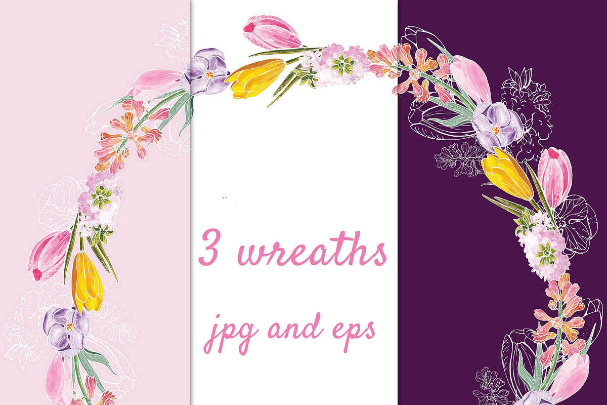 Set of floral elements and wreaths, an Illustration by fiolika (Photo 3 of 13)
