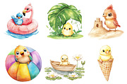 Summer Baby Birds Watercolor Clipart, an Animal Illustration by DreamArtGraphic (Thumbnail 3 of 4)