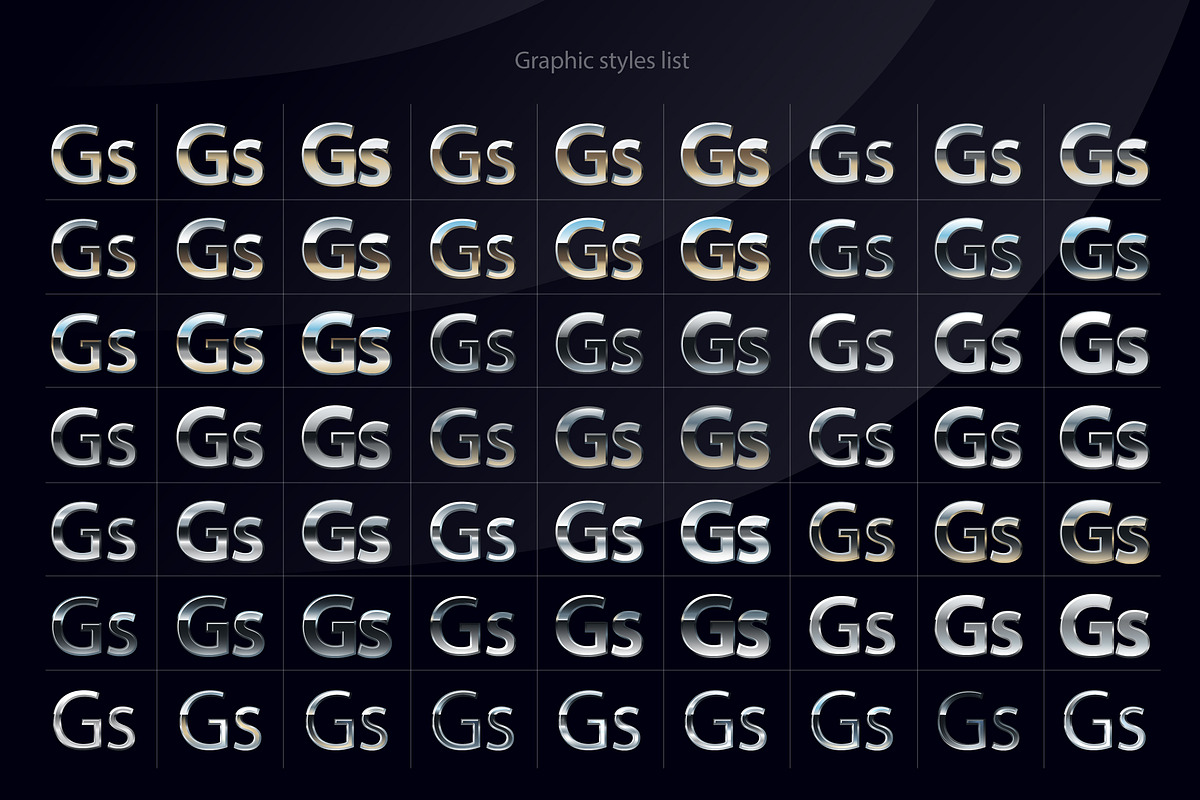 AI graphic styles Chrome-Silver, a Layer Style Add-On by popskraft (Photo 2 of 5)