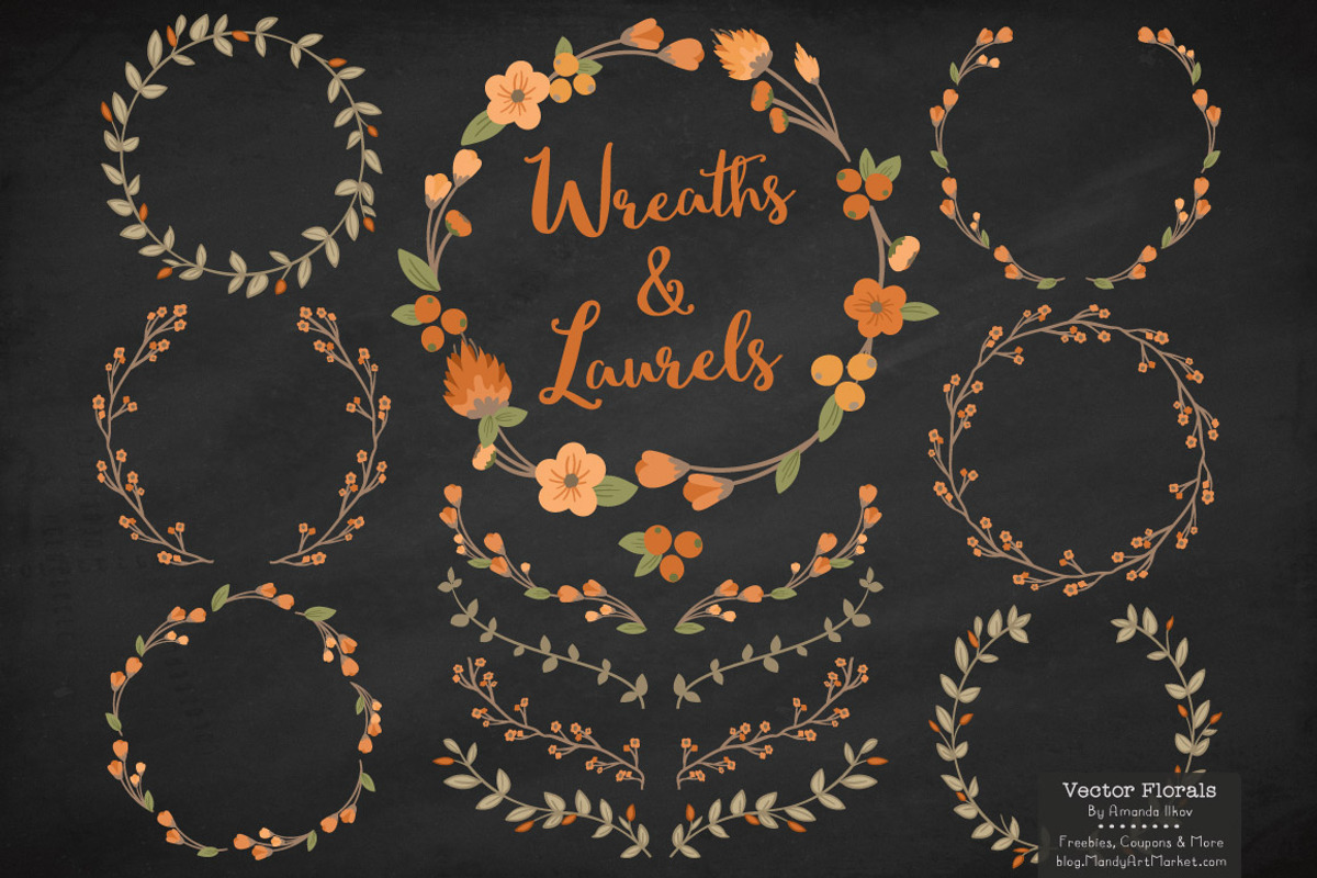 Pumpkin Vector Flower Wreaths, a Seasonal Illustration by Amanda Ilkov (Photo 2 of 3)