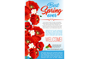 Vector Welcome Spring Floral Greeting Poster