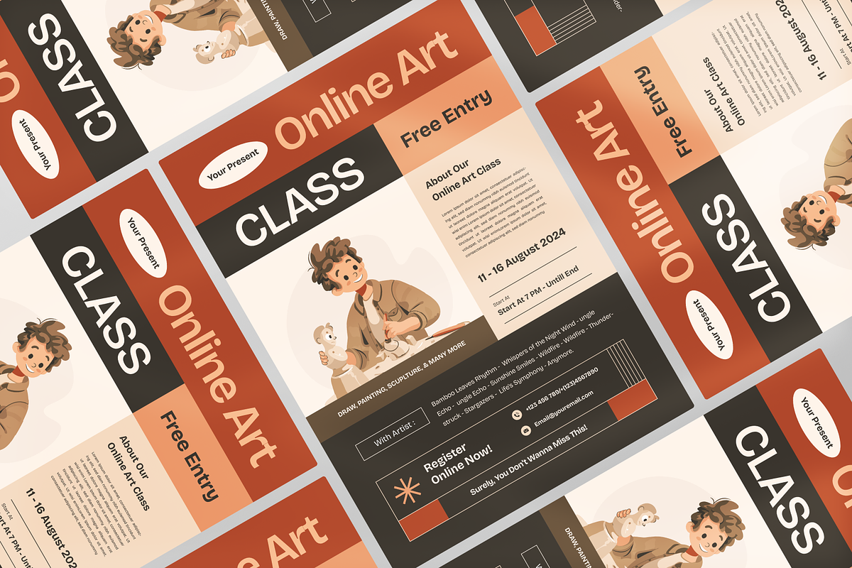 Online Art Class Flyer, a Flyer Template by Annora Studio (Photo 3 of 5)
