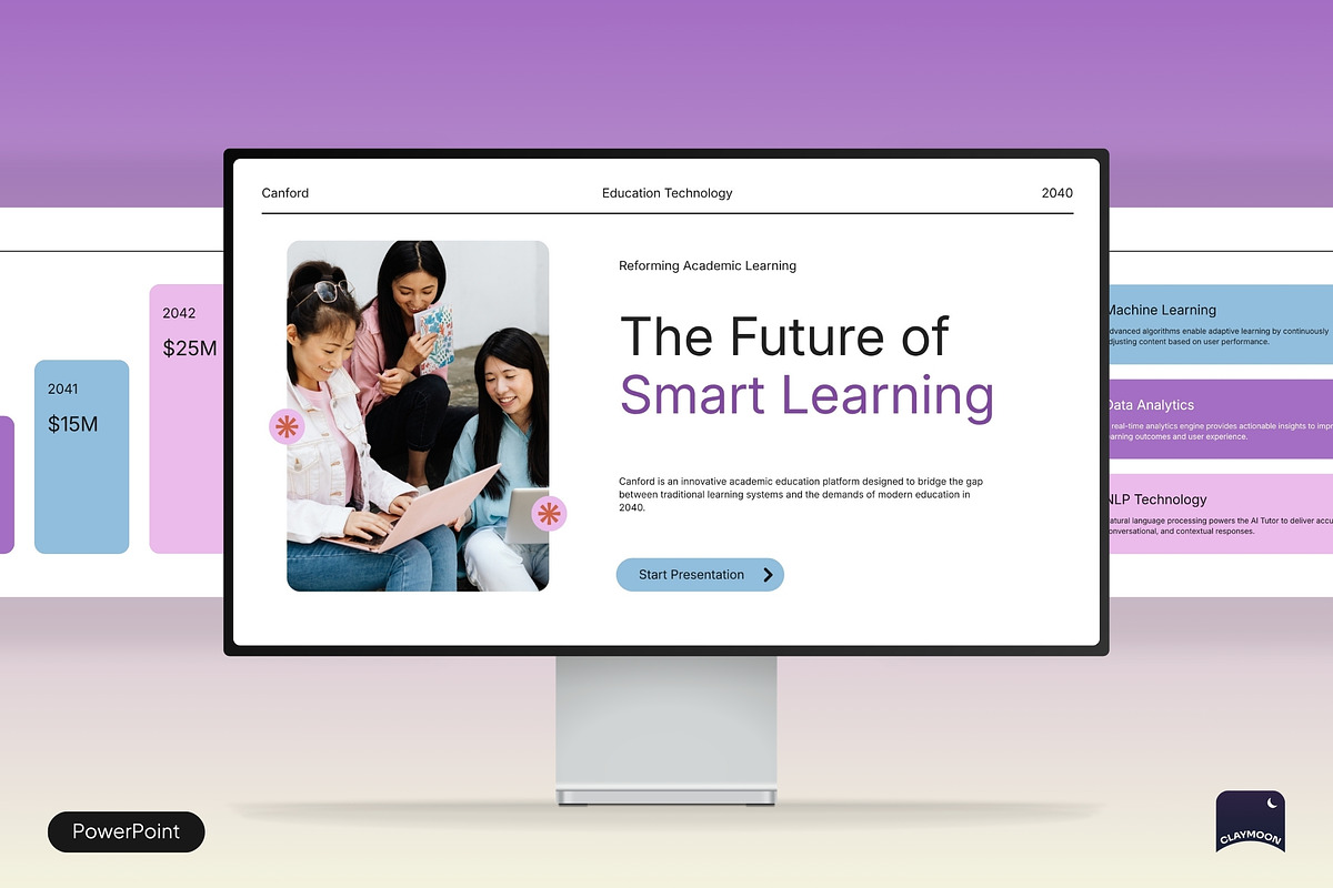 Modern Education Pitch Deck, a Presentation Template by Claymoon Lab (Photo 1 of 7)