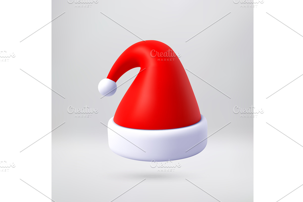 Red christmas santa hat with white, an Object Illustration by Abscent