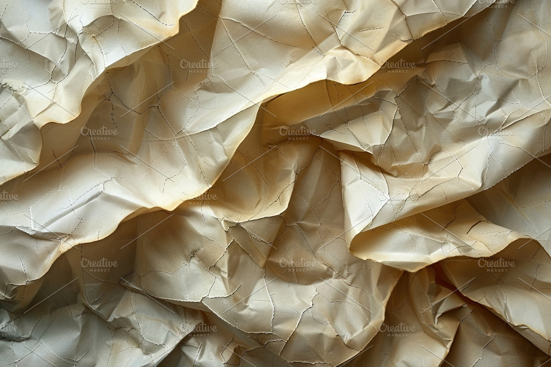 Crumpled and cracked beige paper texture with organic folds and, a Background Photo by José Manuel Gelpi