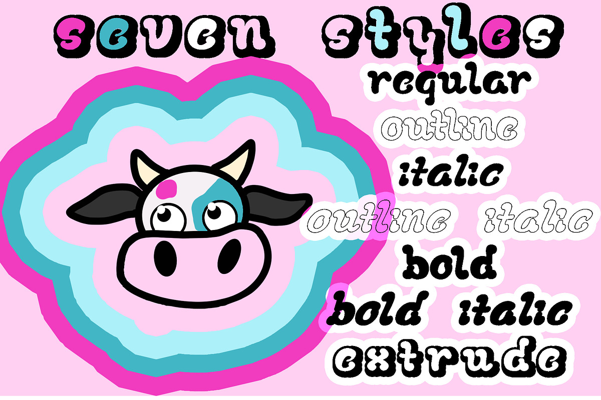 Gemini Cows Retro Typeface, a Font by Rachel McBride Creative (Photo 9 of 9)