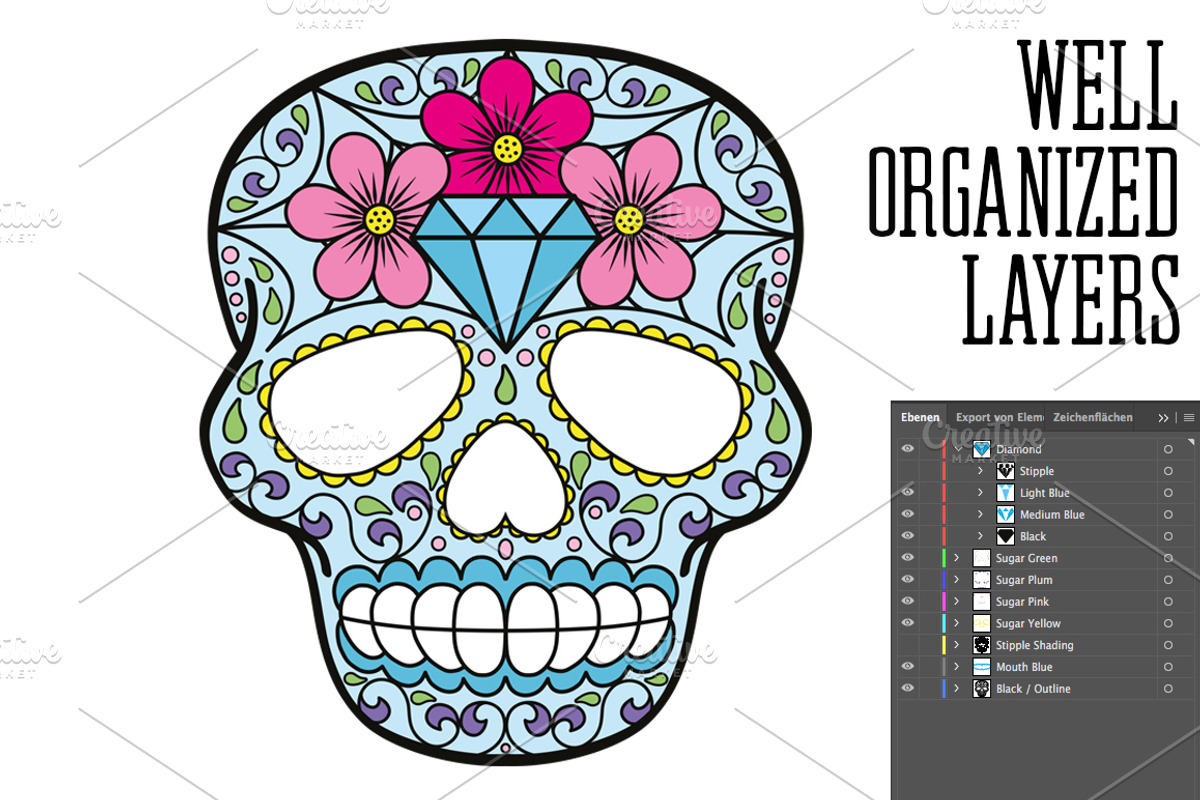 Calavera Vector Design, an Illustration by BAD TASTE (Photo 2 of 7)