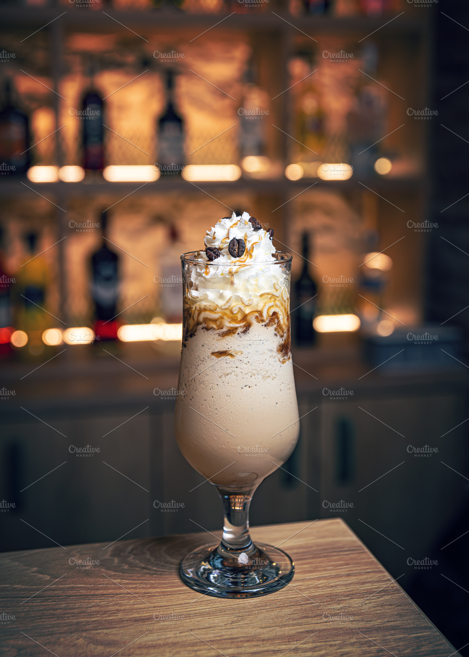 Refreshing iced coffee frappe, a Photo by Grafvision photography