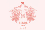 Vintage lily flowers and love birds, a Templates & Theme by Mehendra Art (Thumbnail 1 of 3)