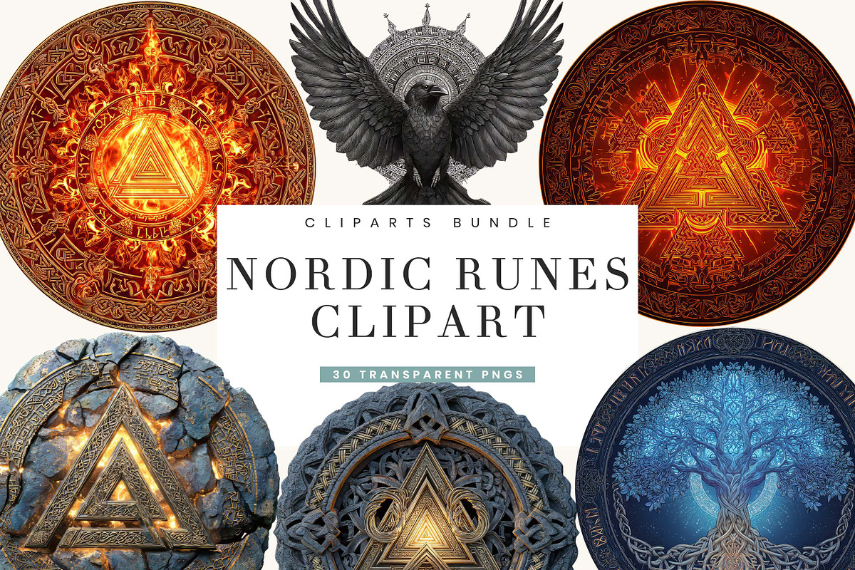 Nordic Runes Clipart Bundle, an Object Illustration by BusyDaydesign