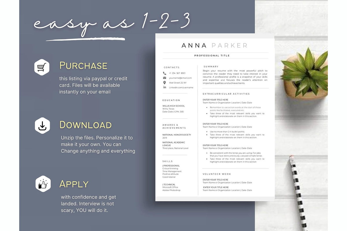 Student Resume template Word & Docs, a Resume Template by Climbwithelevator (Photo 5 of 5)