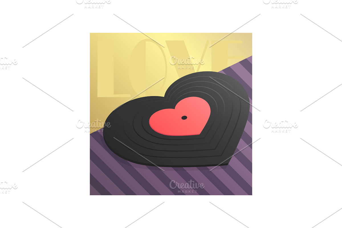 Heart Vinyl Record Background, a Decorative Illustration by PsychocheArt (Photo 3 of 3)