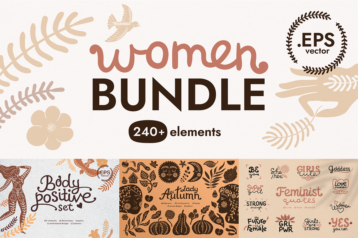 Vector BUNDLE + Patterns and quotes., a Person Illustration by anna khramtsova (Photo 1 of 25)