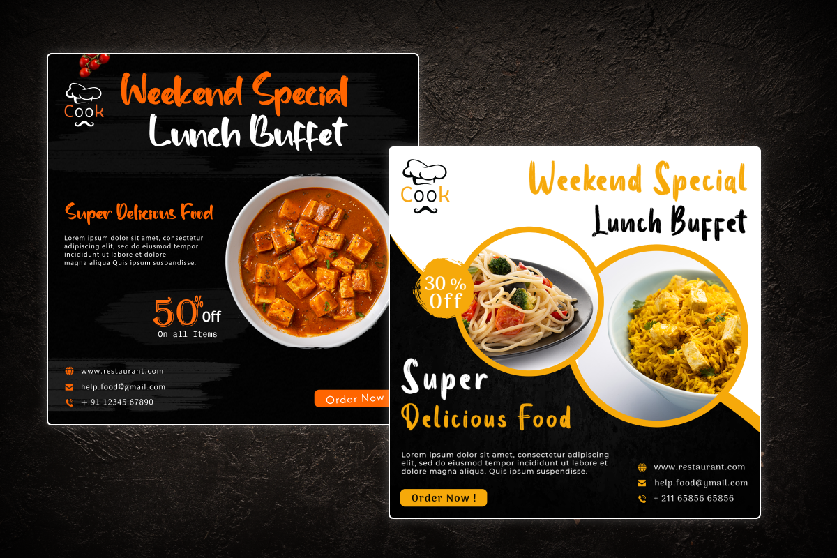 Restaurant Social Media Post Design, a Social Media Template by Uptechies (Photo 2 of 4)