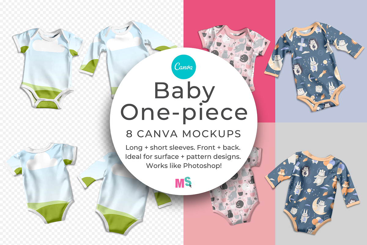 Baby One Piece Canva Smart Mockup, an Apparel Mockup by Mockup Scene (Photo 1 of 16)