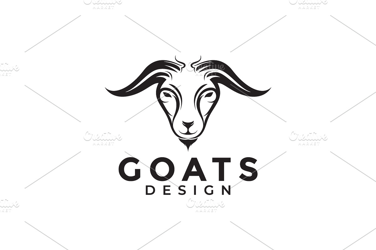 head goat with art modern logo | Creative Market