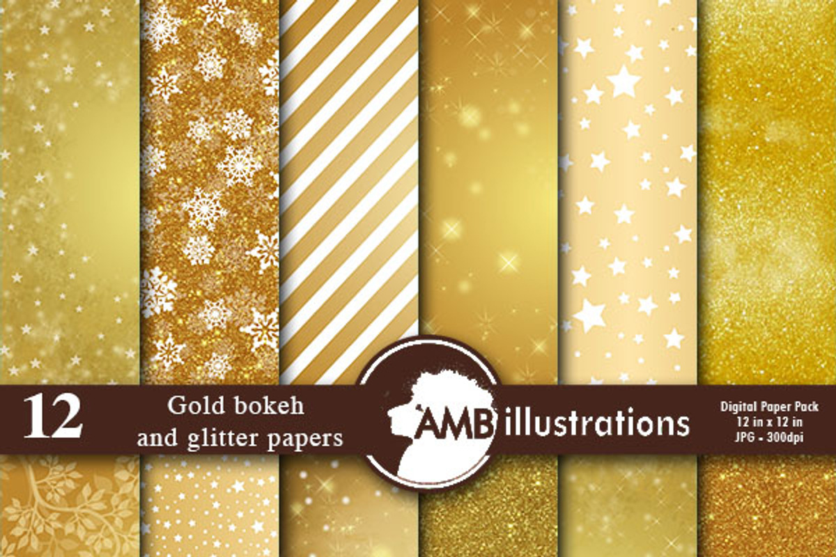 Gold Pattern Digitial Papers AMB-589