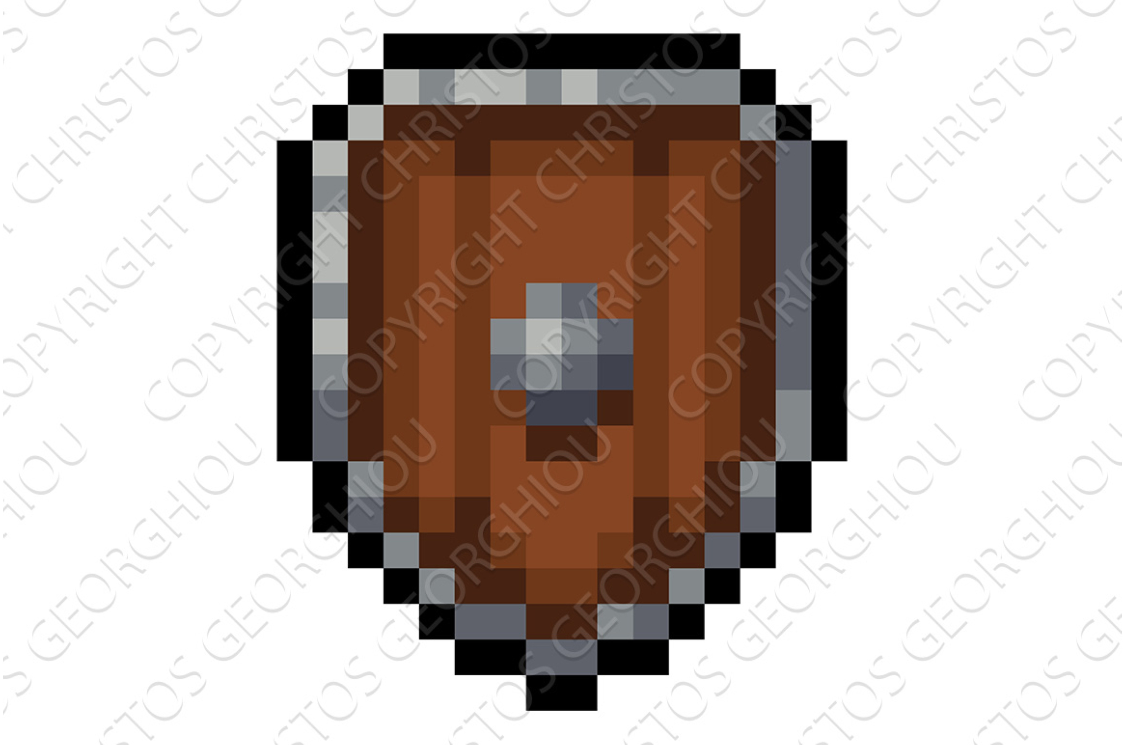 Pixel Art Wooden Shield Game Armor, an Object Illustration by Christos ...