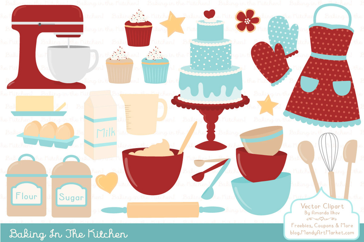 Retro Baking Clipart & Vectors, an Illustration by Amanda Ilkov (Photo 1 of 4)