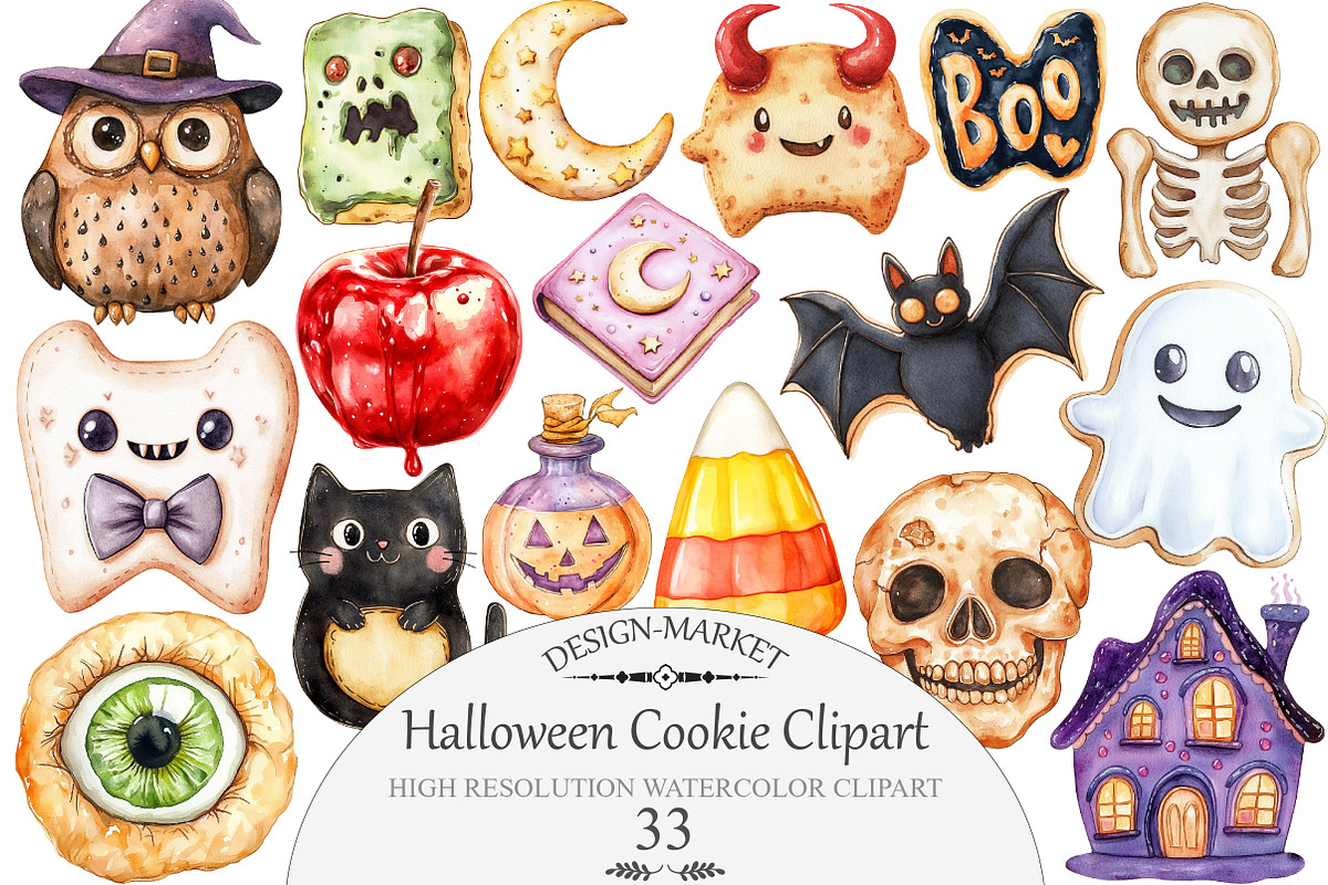 Halloween Cookie & Clipart, an Illustration by Design Market (Photo 1 of 4)