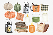 Watercolor Cozy Fall, Autumn Clipart, a Seasonal Illustration by MiracleArtAndDesign (Thumbnail 3 of 4)