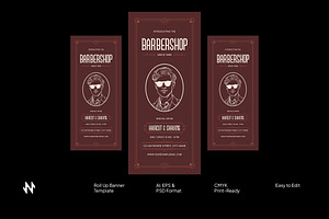 Brown Vintage Barbershop Banner, a Stationery Template by Neermana