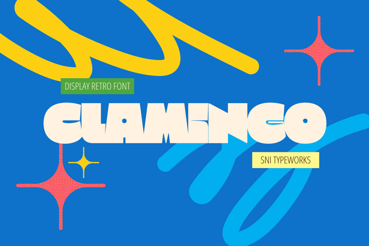 Clamingo – Bold Retro Display Font, a Sans Serif Font by SNI Typeworks (Photo 1 of 10)