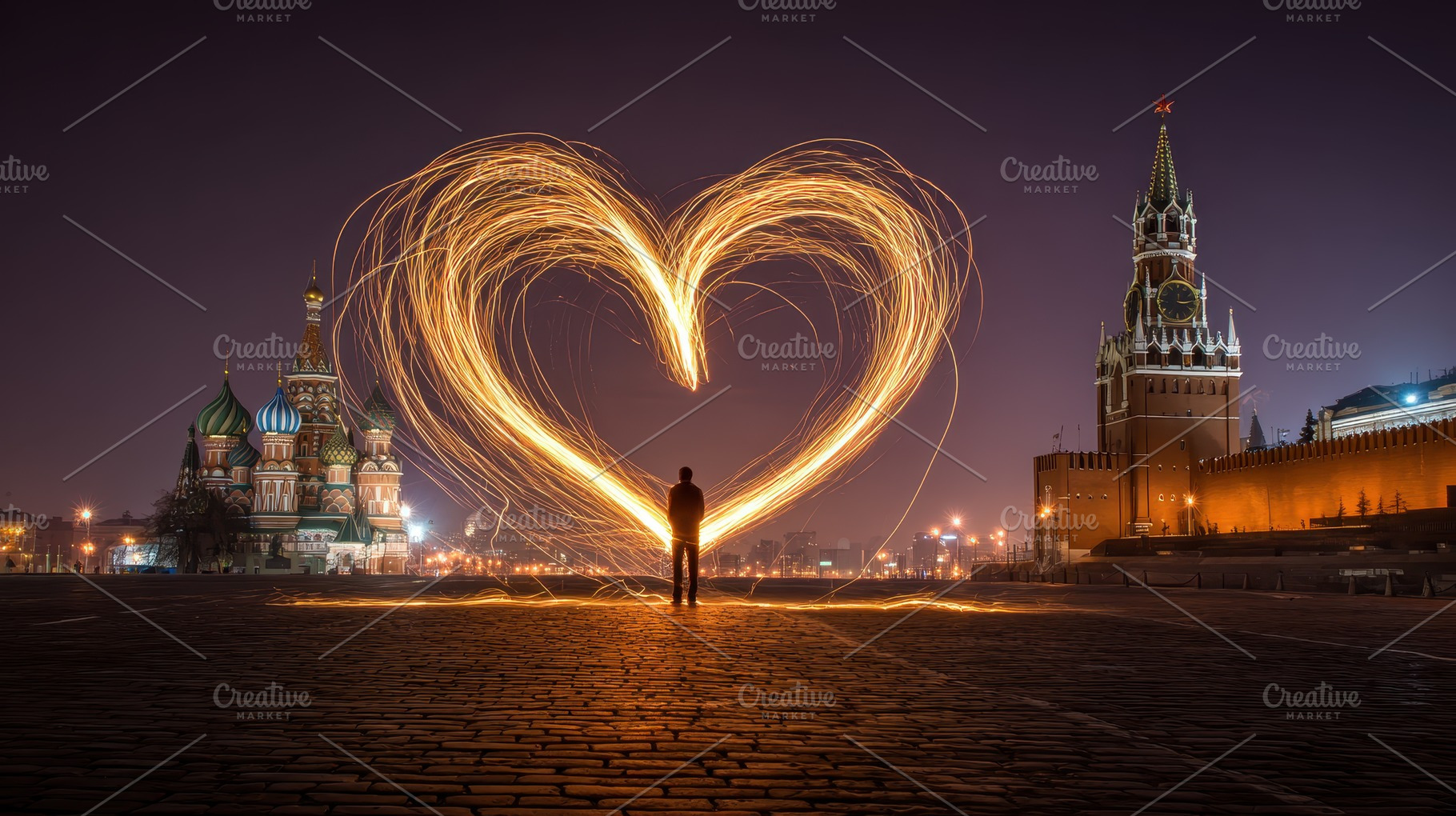 Night in Moscow Heart of Firelight R, a Photo by Pixeness Studio