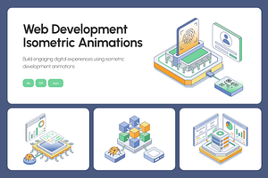 50 Animated Web Development, a Technology Illustration by Creative Stall
