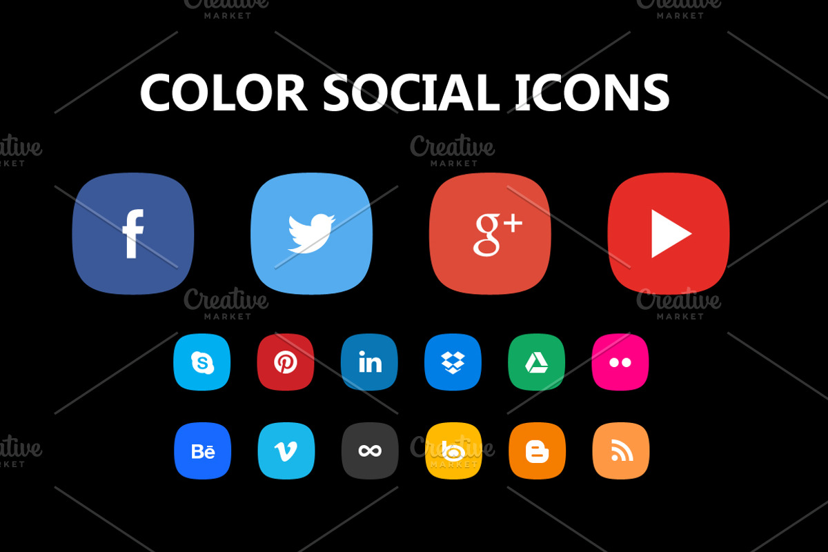 Color PSD Social Icons, an Icon by DeepDesign (Photo 1 of 2)