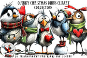 Quirky Christmas Birds Clipart, an Illustration by OK Design (Thumbnail 1 of 6)
