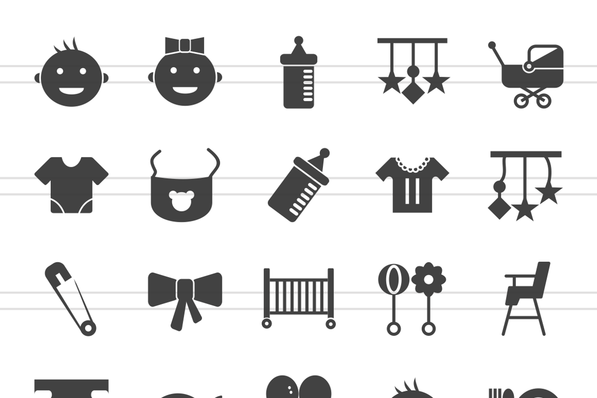 50 Baby Glyph Icons preview 2