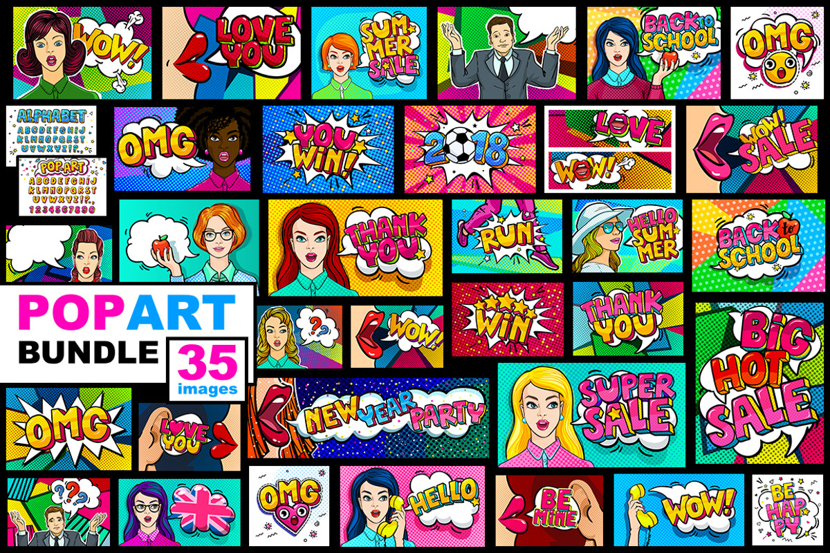 35 images in pop art style, an Education Illustration by VectorStory (Photo 1 of 3)