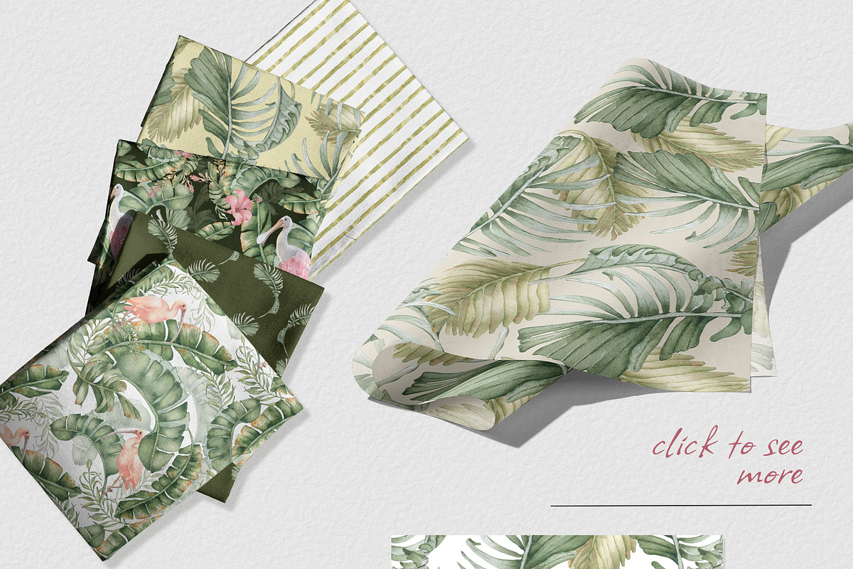 Tropical leaves watercolor patterns, a Pattern Graphic by Kate Lanbina (Photo 10 of 16)