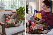 Crane bird, fan, dragons, rising sun, a Pattern Graphic by Matrioshka (Thumbnail 2 of 6)